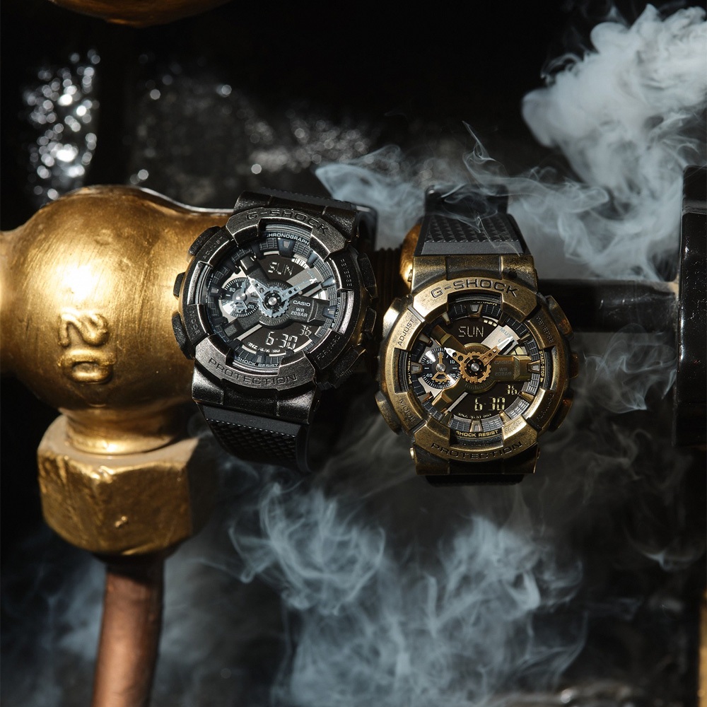 CASIO 卡西歐 G-SHOCK 工業風仿舊金屬雙顯手錶 GM-110VB-1A, , large