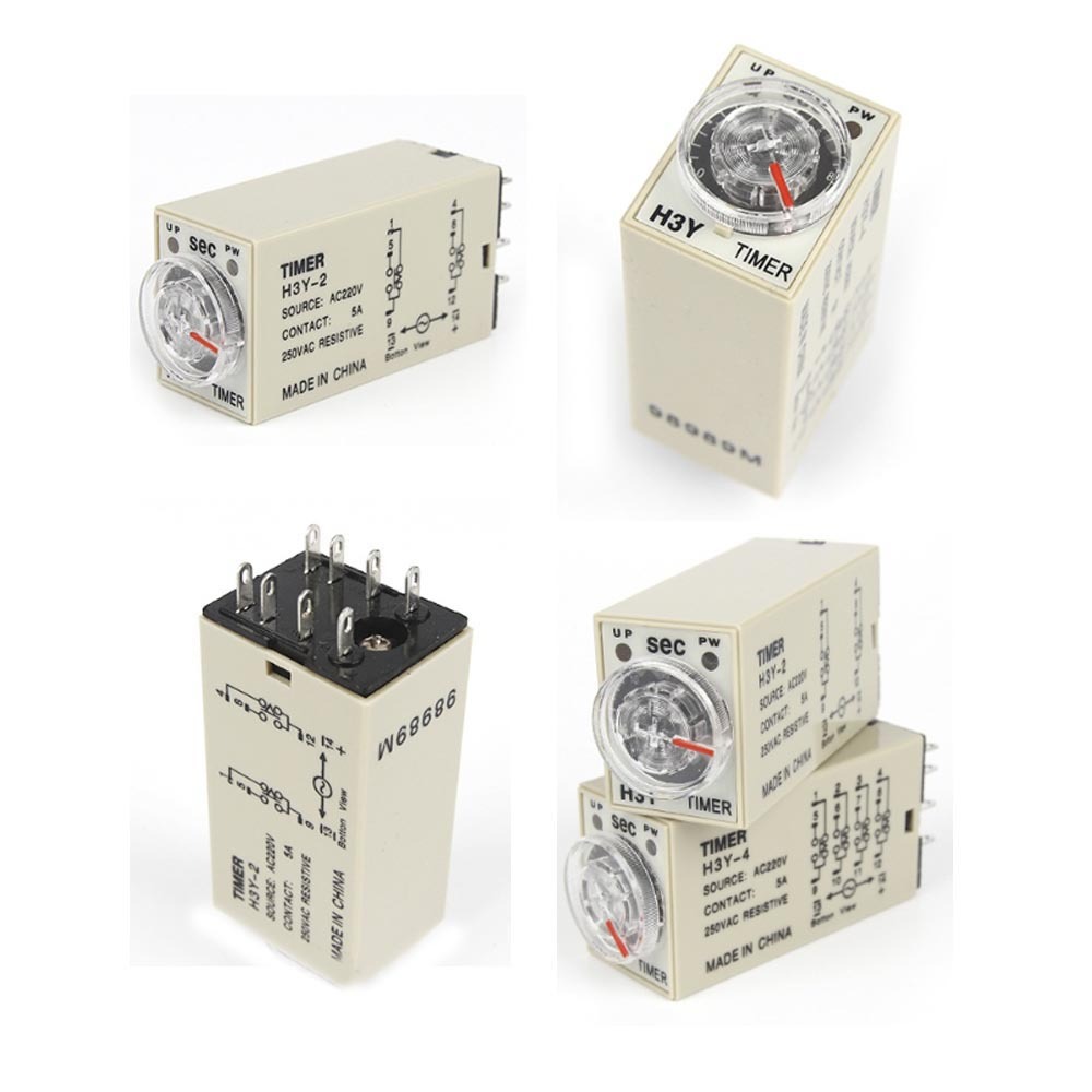 Time relay, 8 pins, 2 open, 2 closed, AC220V, -0, -10 minutes, , large