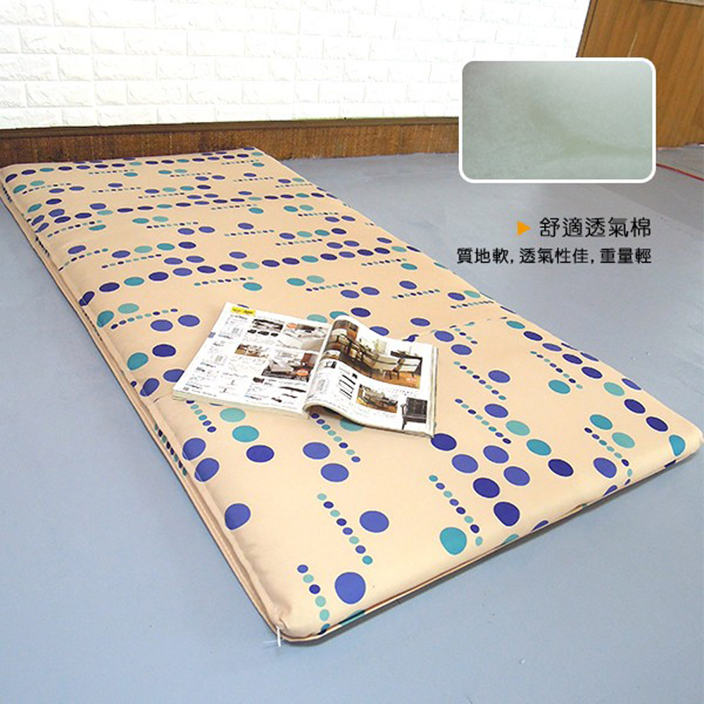 [台客嚴選] 普普圓點竹面單人透氣床墊 台灣製 薄墊 學生床墊 冬夏兩用 單人床墊, , large