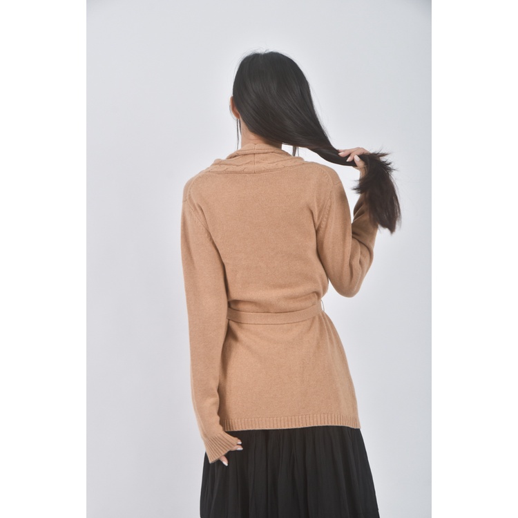 (M) pesce100% cashmore棕色綁帶外套二手衣, , large