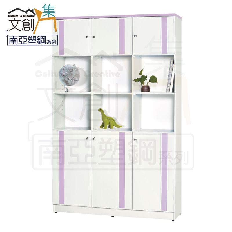 【文創集】麥可 環保4.1尺南亞塑鋼六門中空書櫃/收納櫃(客約商品), , large