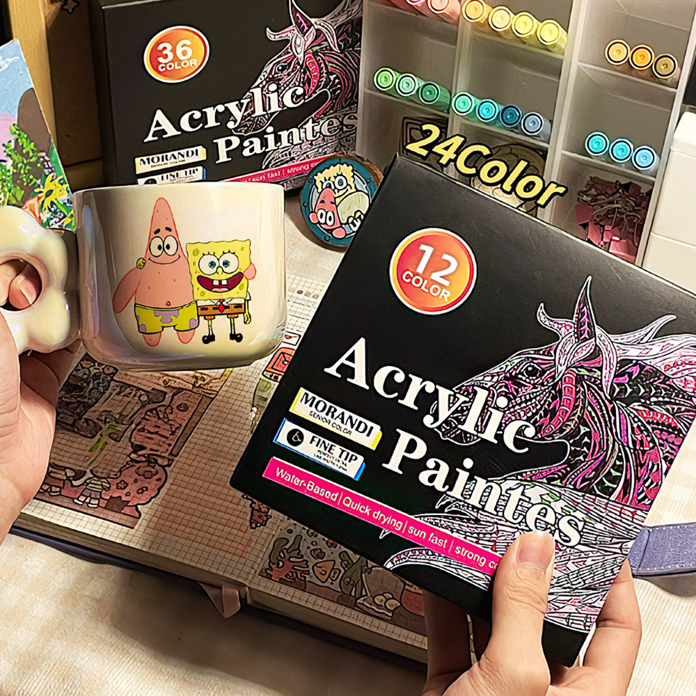 【上手家居】莫蘭迪色丙烯馬克筆-12色 12色(彩色筆/丙烯麥克筆/馬克筆丙烯/彩繪筆/丙烯筆/繪畫筆), , large