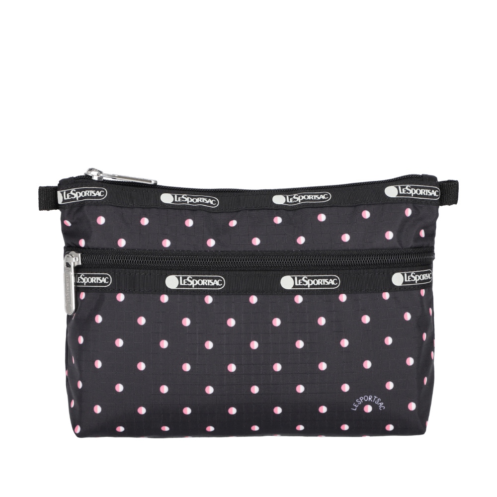 |快速出貨|Lesportsac Cosmetic Clutch 雙層拉鍊收納化妝包 送禮-粉色點滴, , large