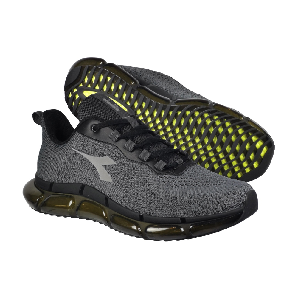 DIADORA迪亞多那 高效避震慢跑男鞋 男運動鞋 寬楦 高腳背 輕量 透氣 針織 康特杯 減震 回彈 防滑 黑灰 白灰, , large