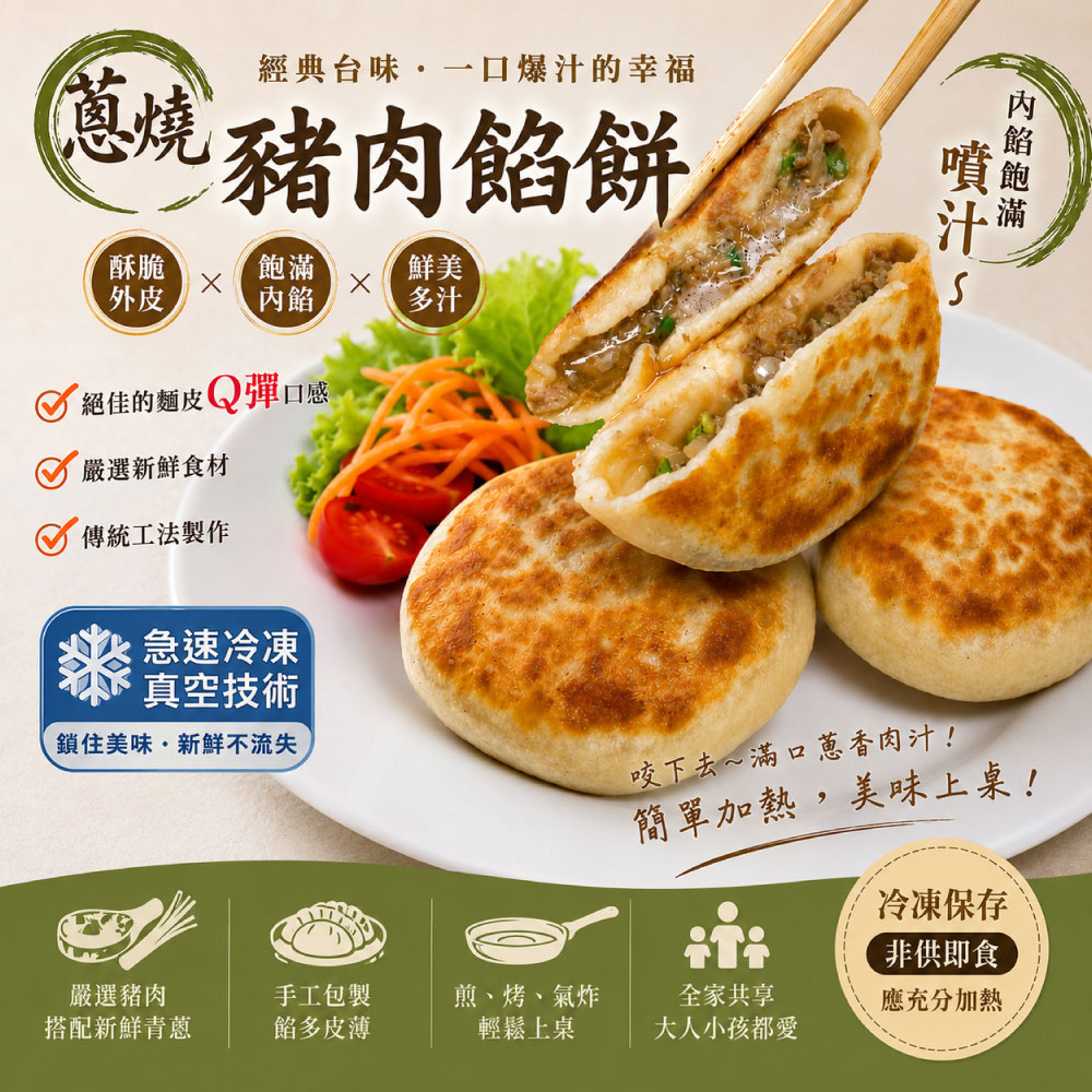 赤豪家庭私廚 蔥燒鮮肉大餡餅6顆(75g&plusmn;10%/顆/6顆1包)_任選, , large