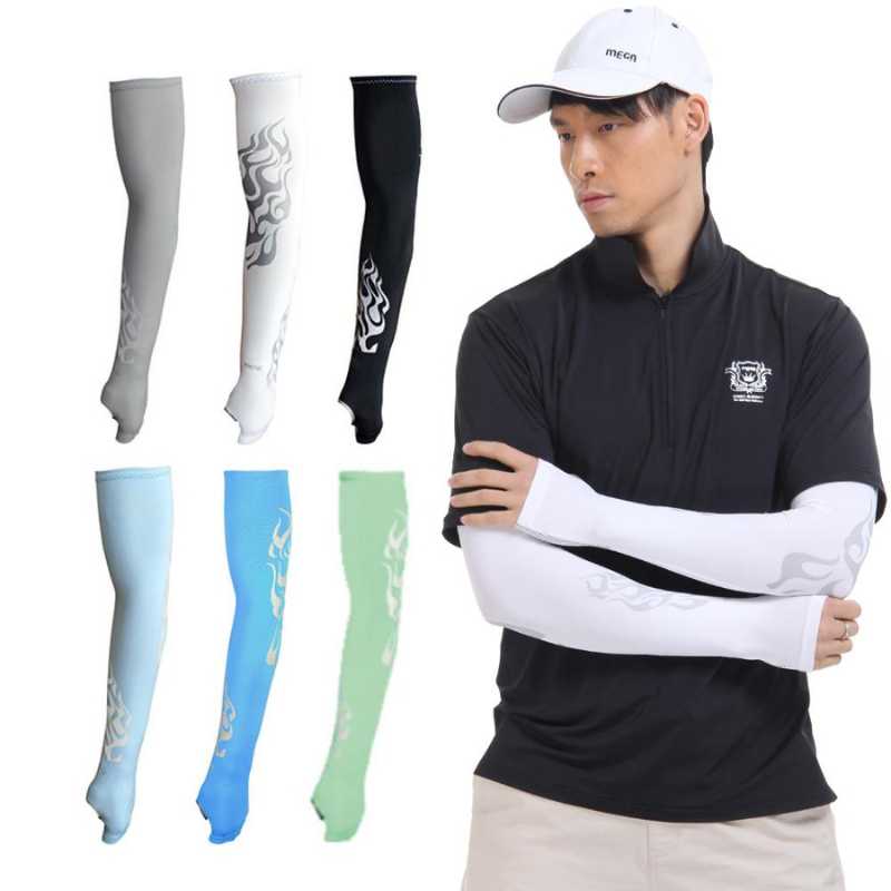 【標準桿】 MEGA COOUV Men Sports Arm Sleeves With Anti-slip Silicone Palm Design - Water Blue, , large