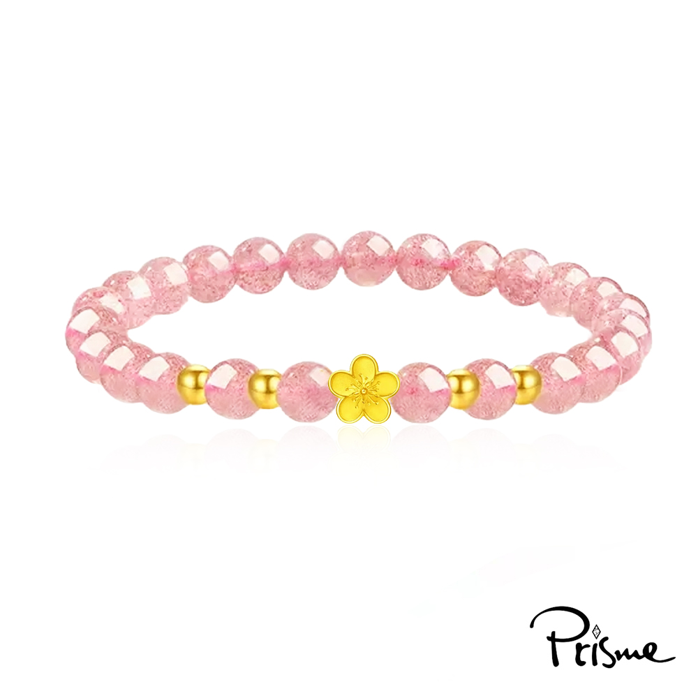 【Prisme Gold】黃金手鍊 999純金綴飾粉珠手鍊 (金重：約0.05錢&plusmn;0.02) - 開運桃花, , large