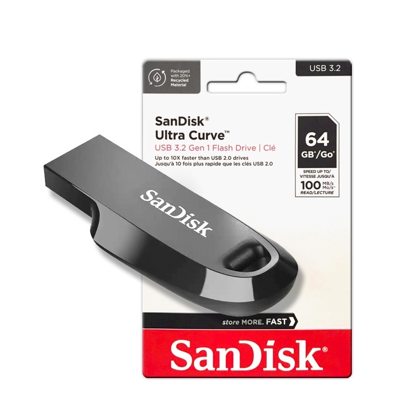 【SanDisk】Ultra Curve 64G USB 3.2 隨身碟 讀取速度 100MB/s, , large