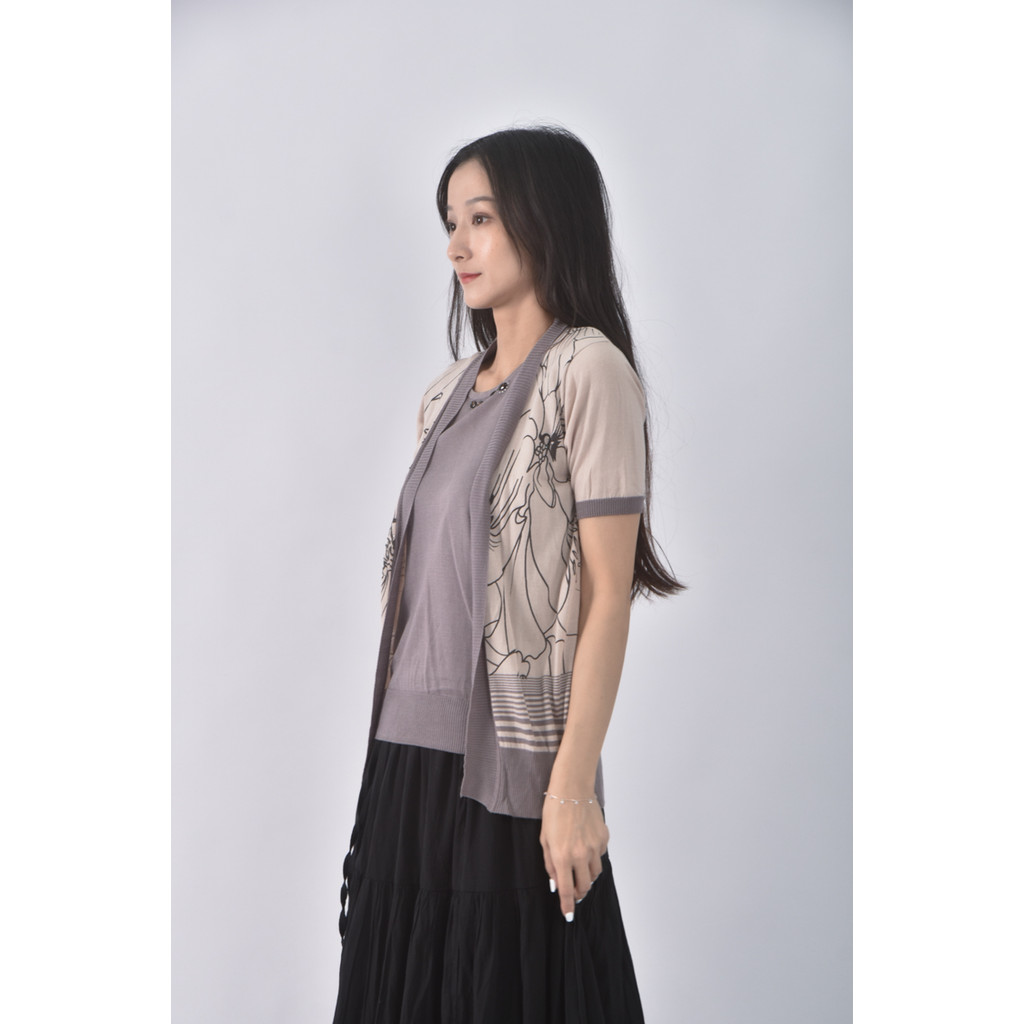 (S) 假兩件灰色短袖上衣二手衣, , large