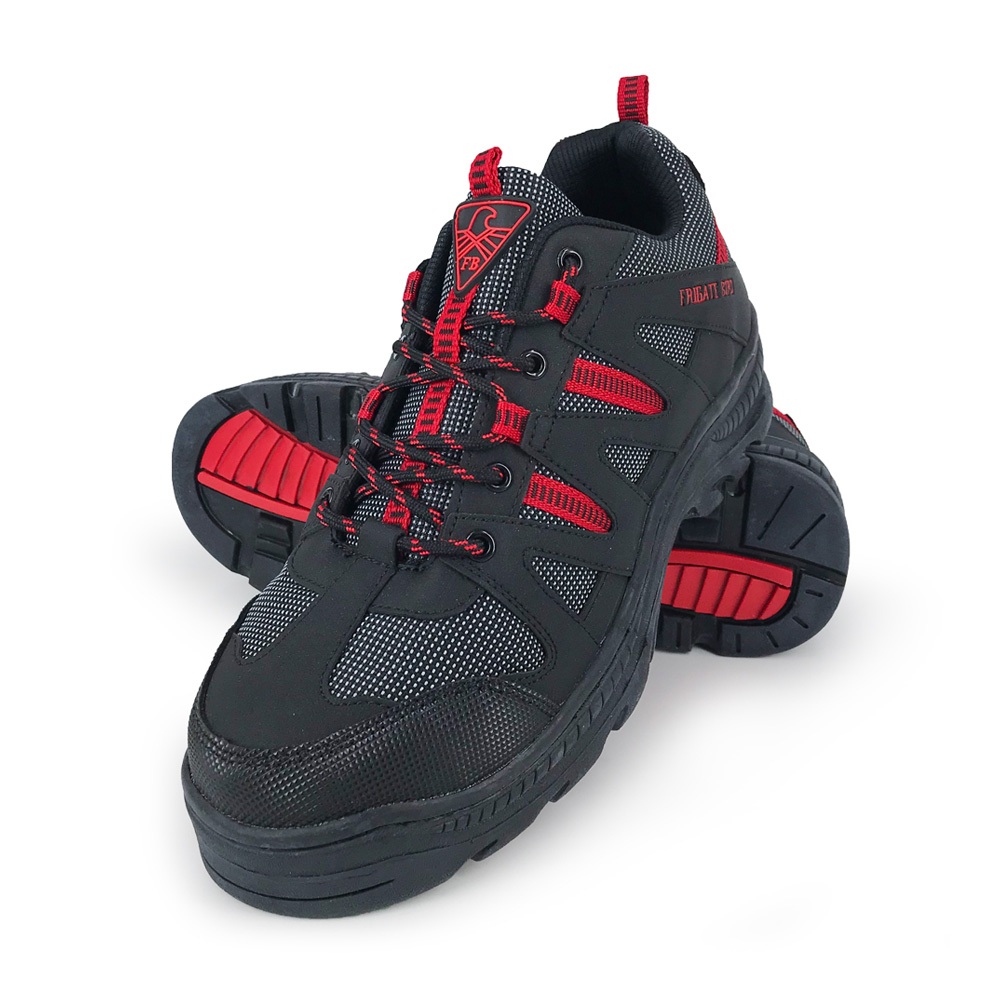 FRIG ATE BIRD 鋼頭運動鞋防穿刺 7083黑紅/咖桔, , large