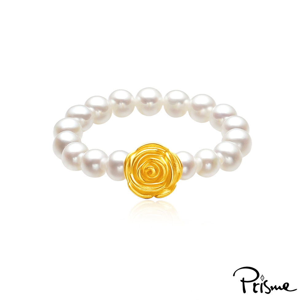 【Prisme Gold】黃金戒指 純金999貝珠珍珠戒指 (金重：約0.02錢&plusmn;0.01) - 浪漫玫瑰, , large
