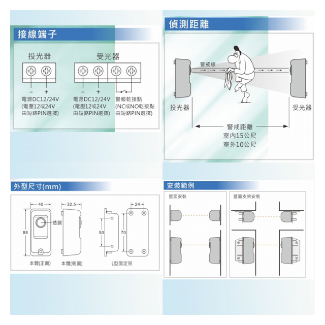 昌運監視器 Garrison LK-10H 輕巧型相對式紅外線偵測器 室內15M 室外10M, , large
