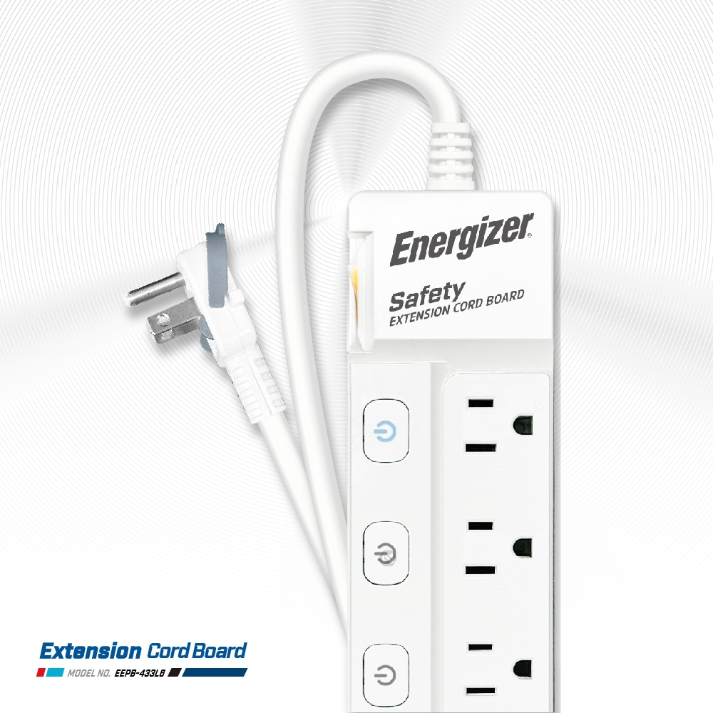ENERGIZER 勁量 按壓式開關 延長線 4開3孔3座 1.8米 EPB-433L6, , large
