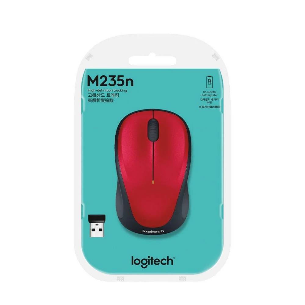 【 Logitech 羅技 】M235n 紅色 舒適手感 無線 滑鼠, , large