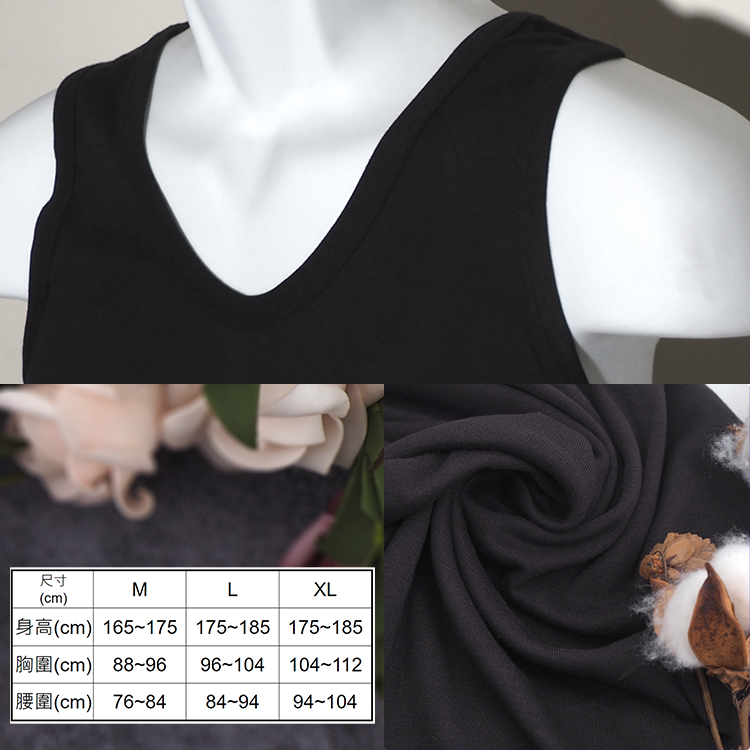 范倫提諾男V領背心內衣-黑色-1500-M-3件, , large