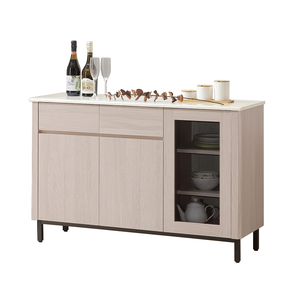 【唯熙傢俱】馬修斯橡木白4尺石面餐櫃