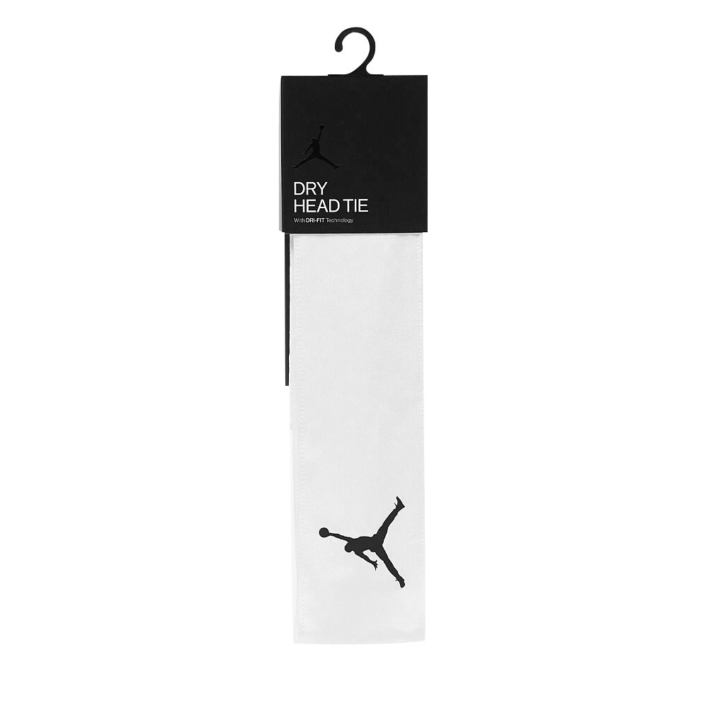 NIKE JORDAN DRI-FIT 單色綁帶式頭帶 運動頭帶 止汗髮帶 健身 跑步 運動 吸汗 乾爽 彈性 黑 白, 白, large