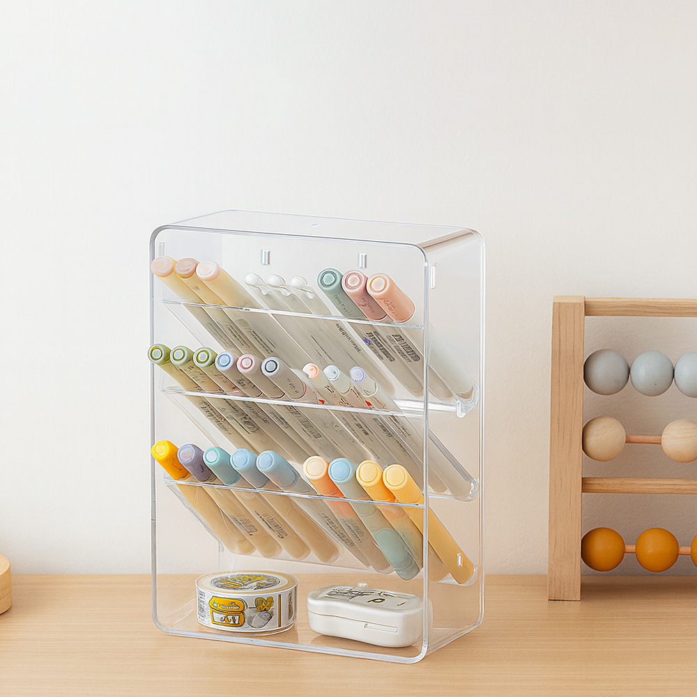 【上手家居】簡約斜插式筆筒-透明(文具收納/筆筒 質感/創意筆筒), , large