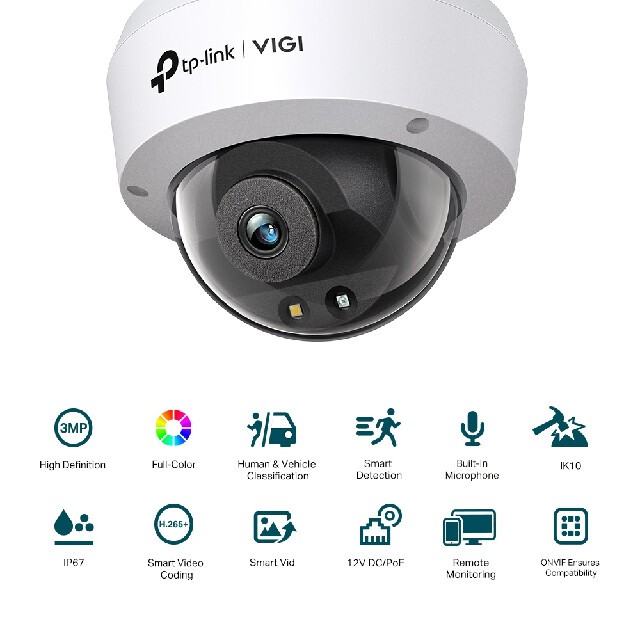 TP-LINK 2入組合 昌運監視器 VIGI C230 300萬 全彩半球網路攝影機 PoE網路監控攝影機, , large