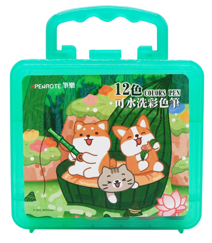 12-Color Water-Washable Markers &ndash; Green Case, , large