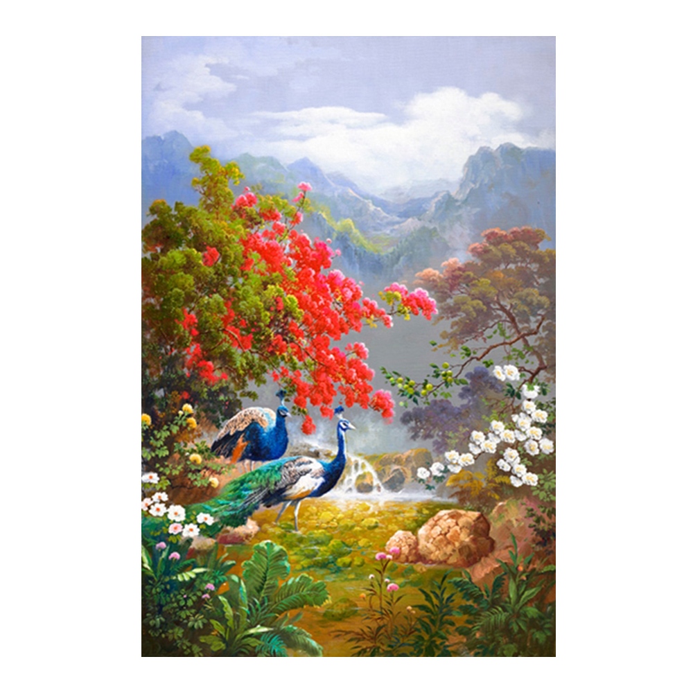 【御畫房】孔雀吉祥 國家一級畫師手繪油畫60×90cm(VF-95), , large