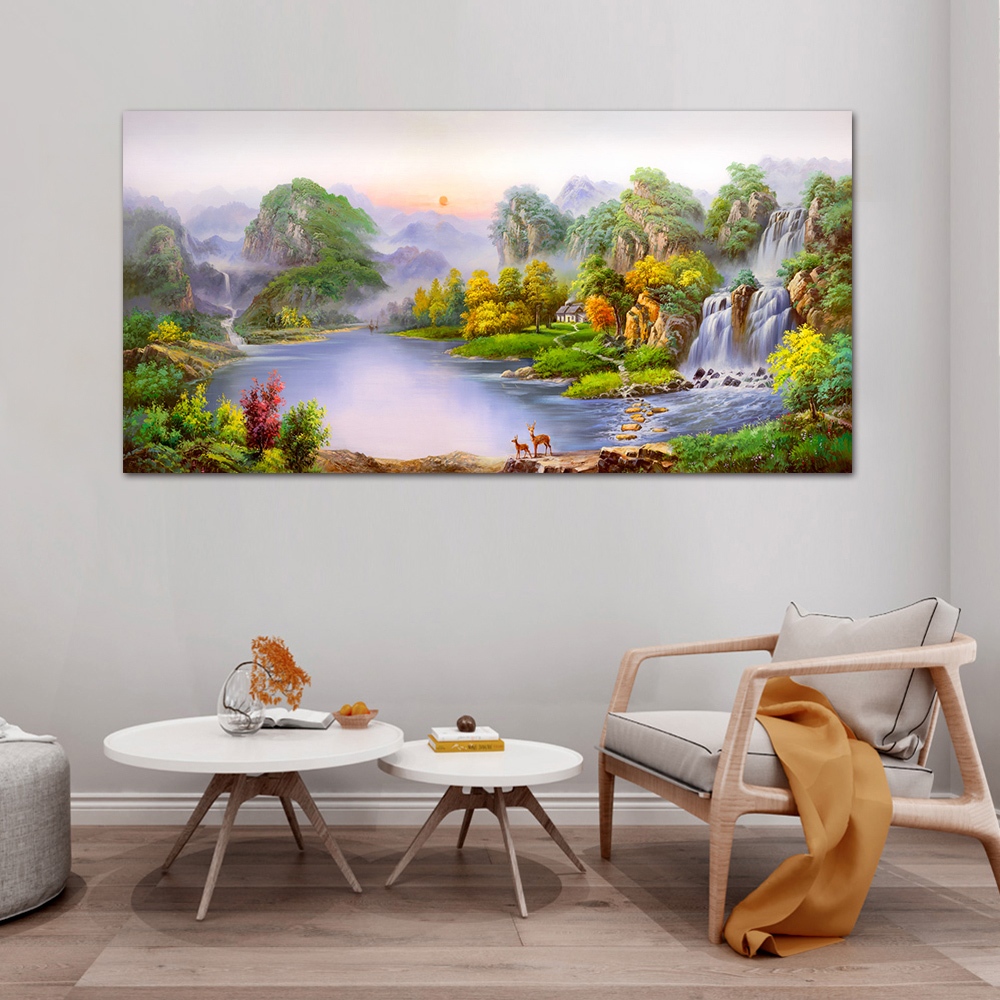 【御畫房】旭日東昇 國家一級畫師手繪油畫60×120cm(VF-117), , large