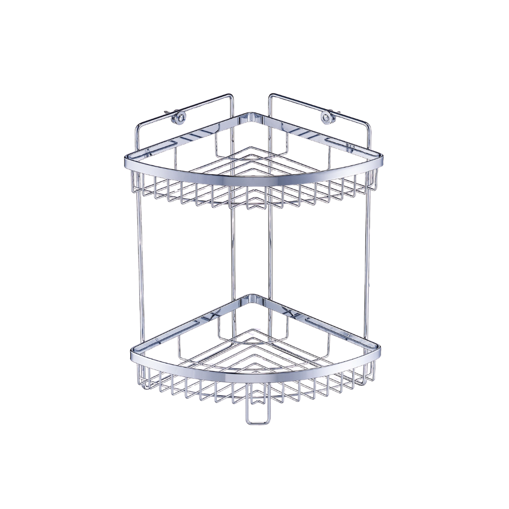 Stainless steel double-layer corner shelf, , large