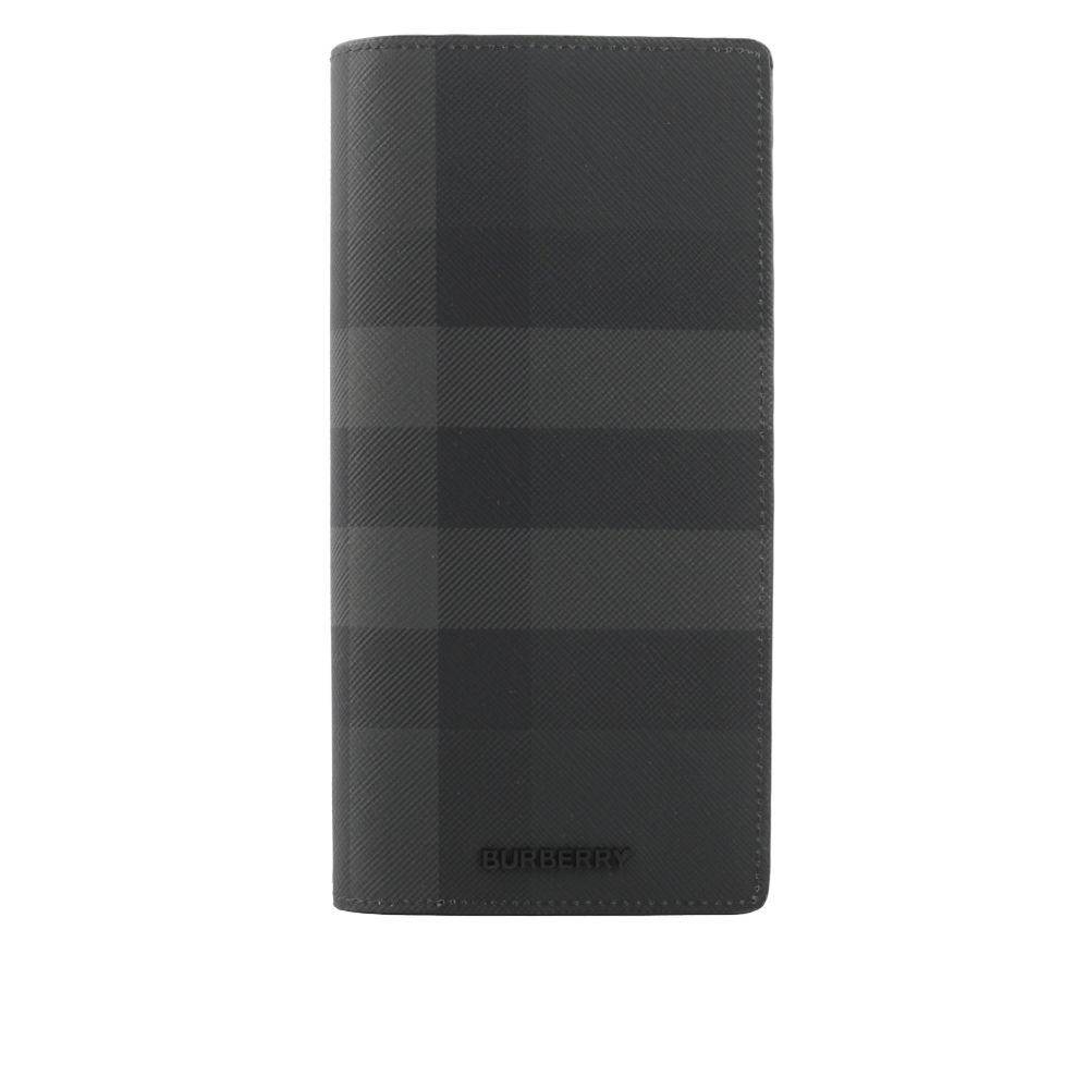 BURBERRY 經典格紋拉鍊零錢袋對開長夾/炭灰色, , large