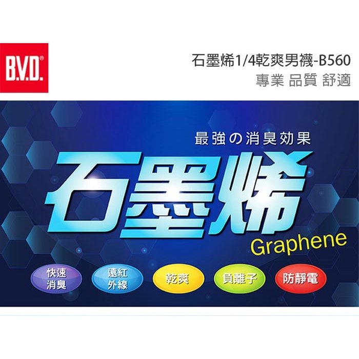 【BVD】石墨烯1/4乾爽男襪5入-B560 襪子/短襪/除臭襪, , large