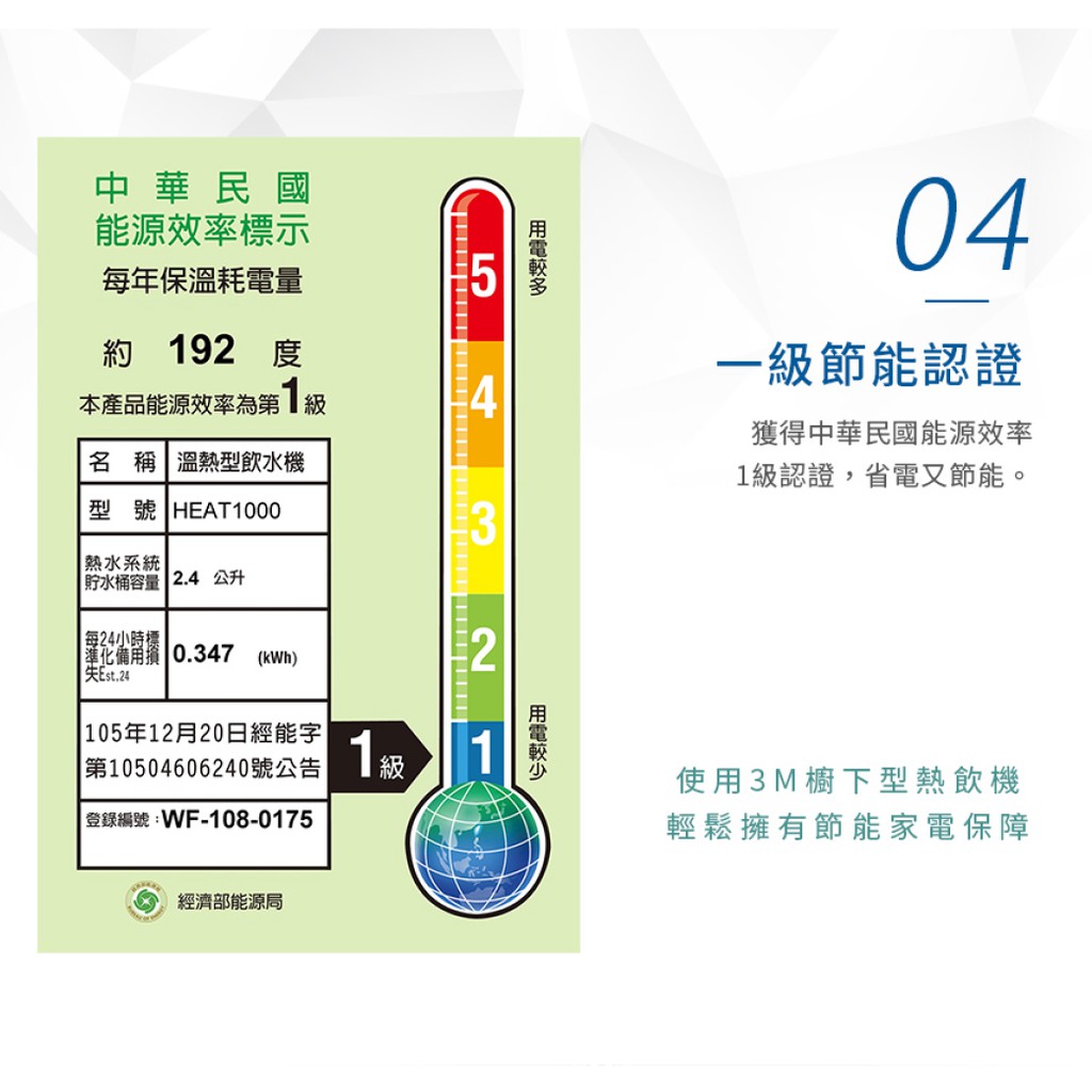 【麗水生活】3M HEAT1000 櫥下型高效能 雙溫機-單機版 飲水機 淨水器 廚下熱飲機 贈樹脂軟水系統+軟水濾心, , large