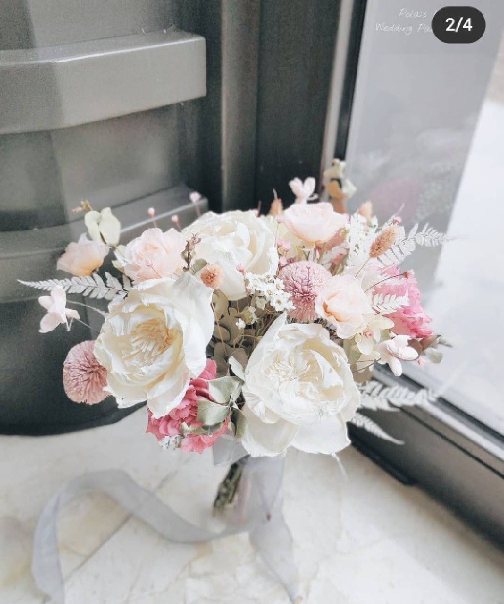 【Pola's Living】浪漫世紀乾燥花束捧花/粉白