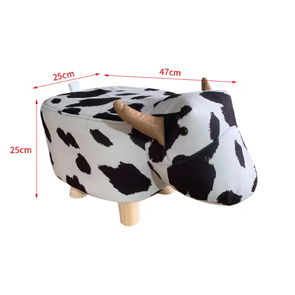 Creative animal-shaped solid wood children's stool, little cow, , large