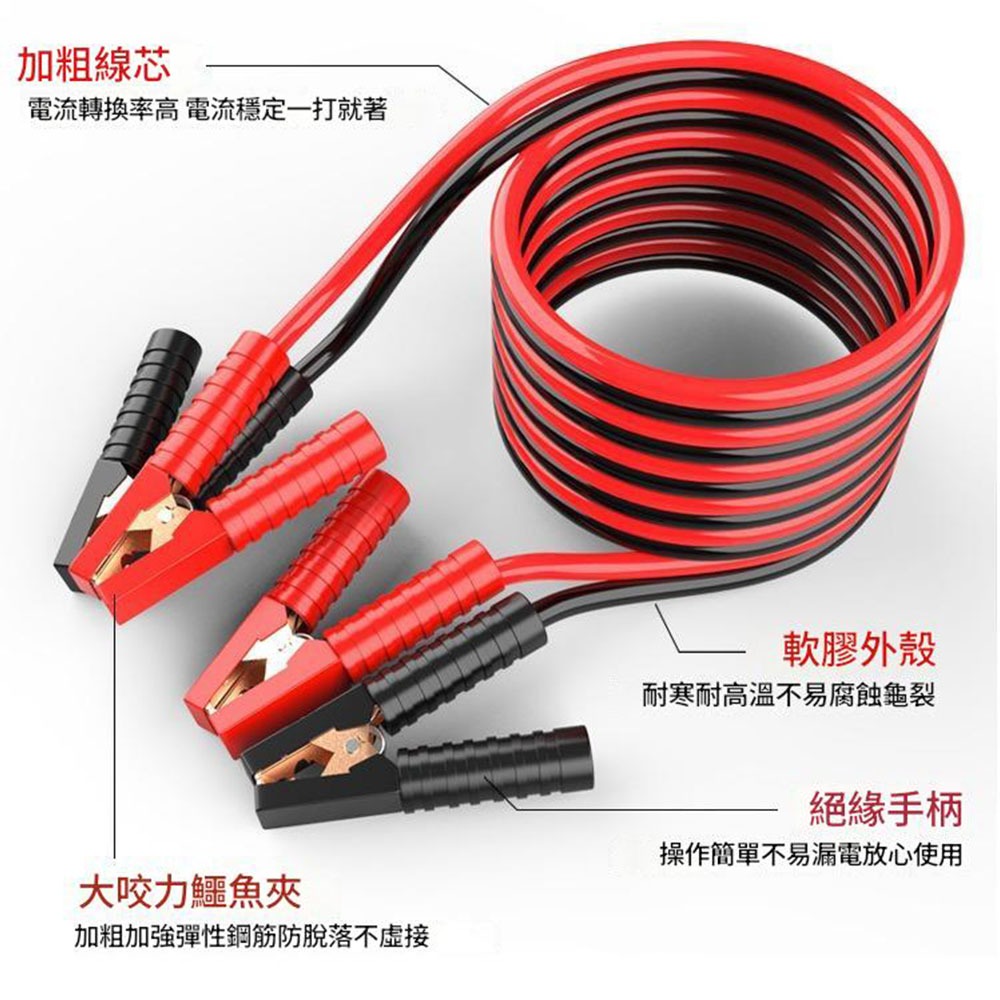 Car jumper cable - 2.5m 1000A clip-on style - OPP bag, , large