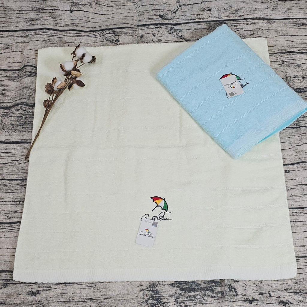 [Kaimei Cotton Industry] Light Blue MIT Made in Taiwan Umbrella Brand Embroidered LOGO Bath Towel Top 12 Liang Super Thick Elegant Light Color White Thread Terms, , large