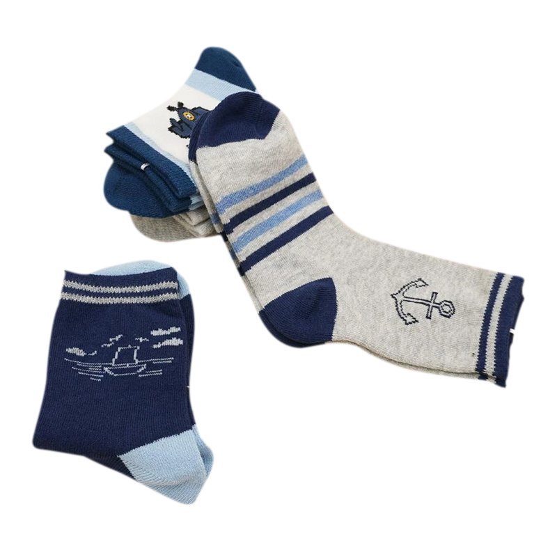 [Kaimei Cotton] MIT Made in Taiwan Pure Cotton Comfortable Styling Children's Socks Blue Navy Style 14-17cm-8 Pairs, , large