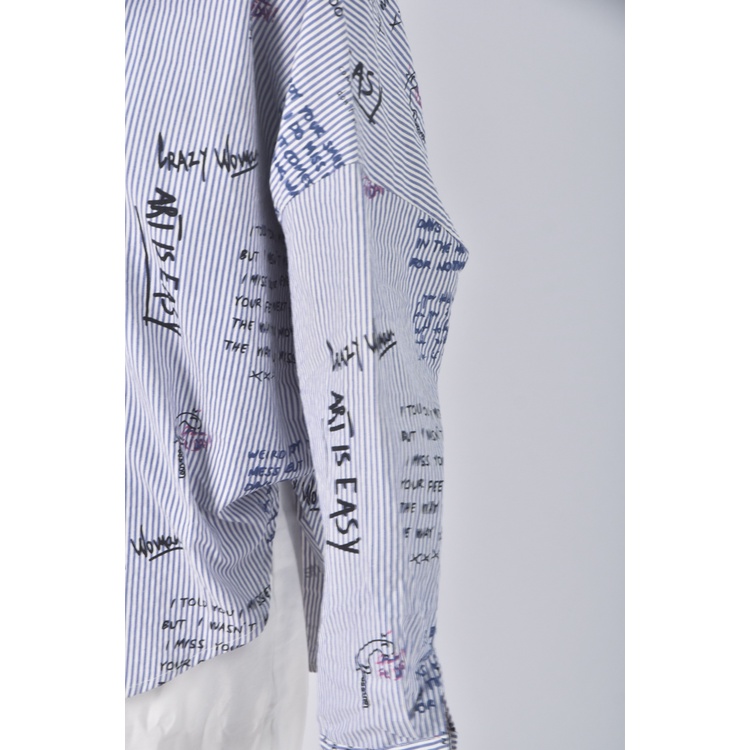 (F) thanku條紋藍色襯衫上衣二手衣, , large