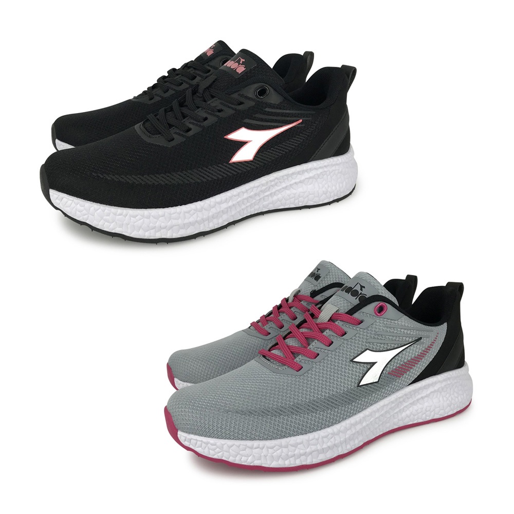 DIADORA迪亞多那 輕量透氣慢跑女鞋 女運動鞋 慢跑鞋 反光 舒適 輕盈 彈性 吸震 減壓 足弓支撐 止滑 黑 灰桃, , large