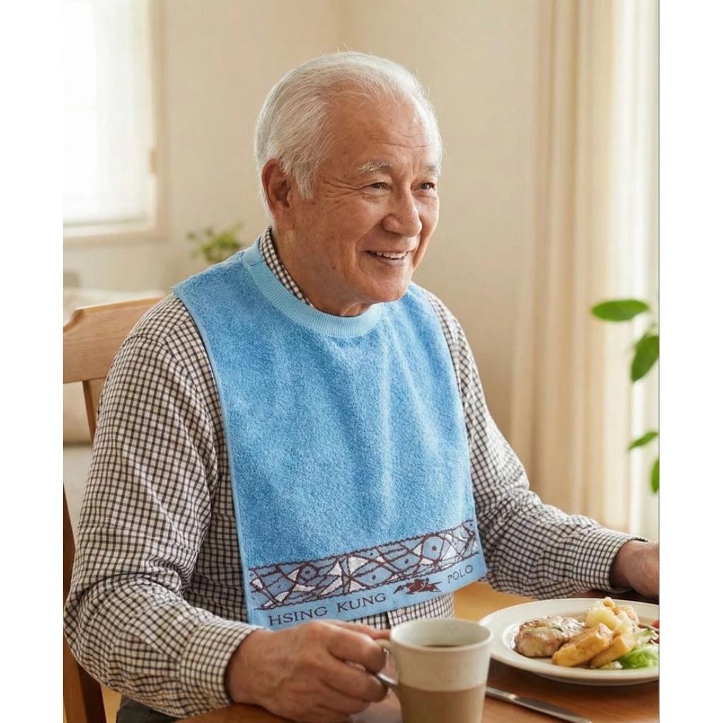 [Kaimei Cotton] Randomly excellent MIT made in Taiwan pure cotton breathable adult bib/spit napkin printed style, , large