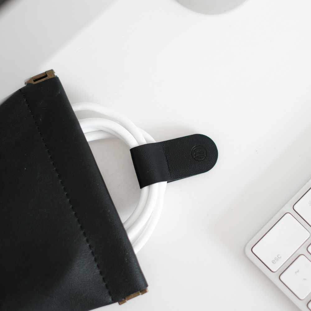 [OneMore Co., Ltd.] OneMore Brand Customized Leather Magnetic Cable Strap (2-pack) Textured Black, , large