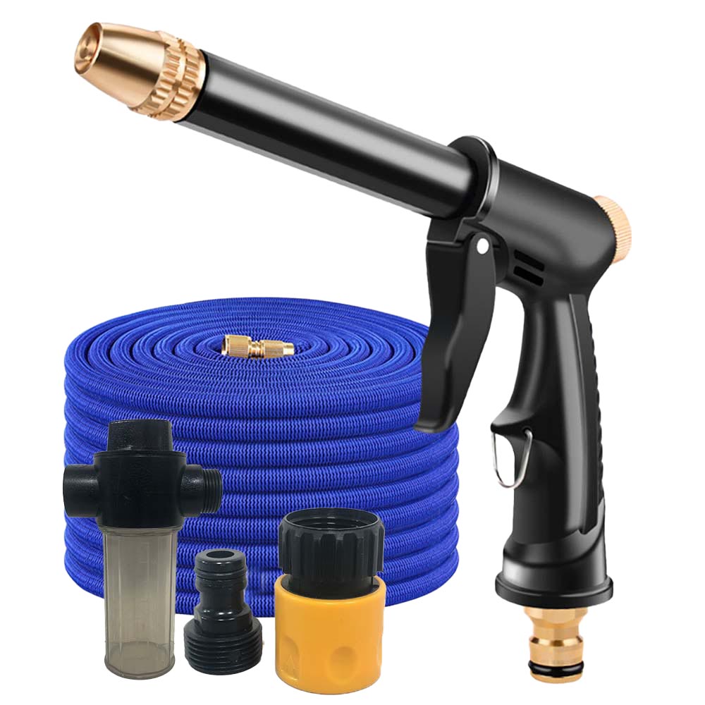 High-pressure household car wash water gun upgrade kit + 22.5-meter telescopic hose + foam pot, , large