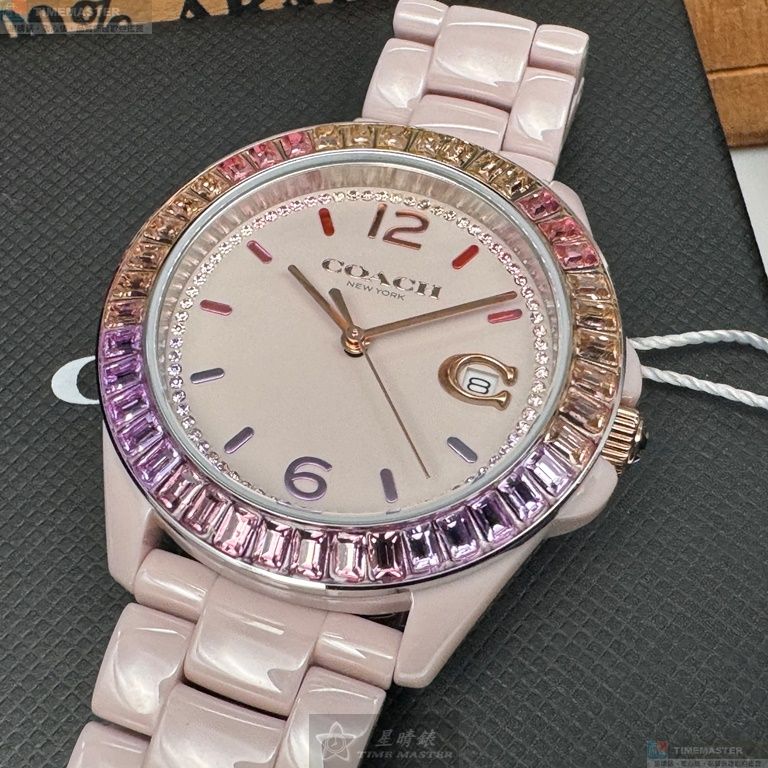 [星晴錶業]COACH手錶,38mm,CH00161粉紅錶面粉紅錶殼粉紅陶瓷錶帶款, , large