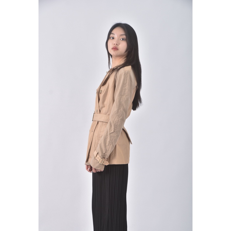 (S) nautica質感棉質棕色綁帶外套二手衣, , large