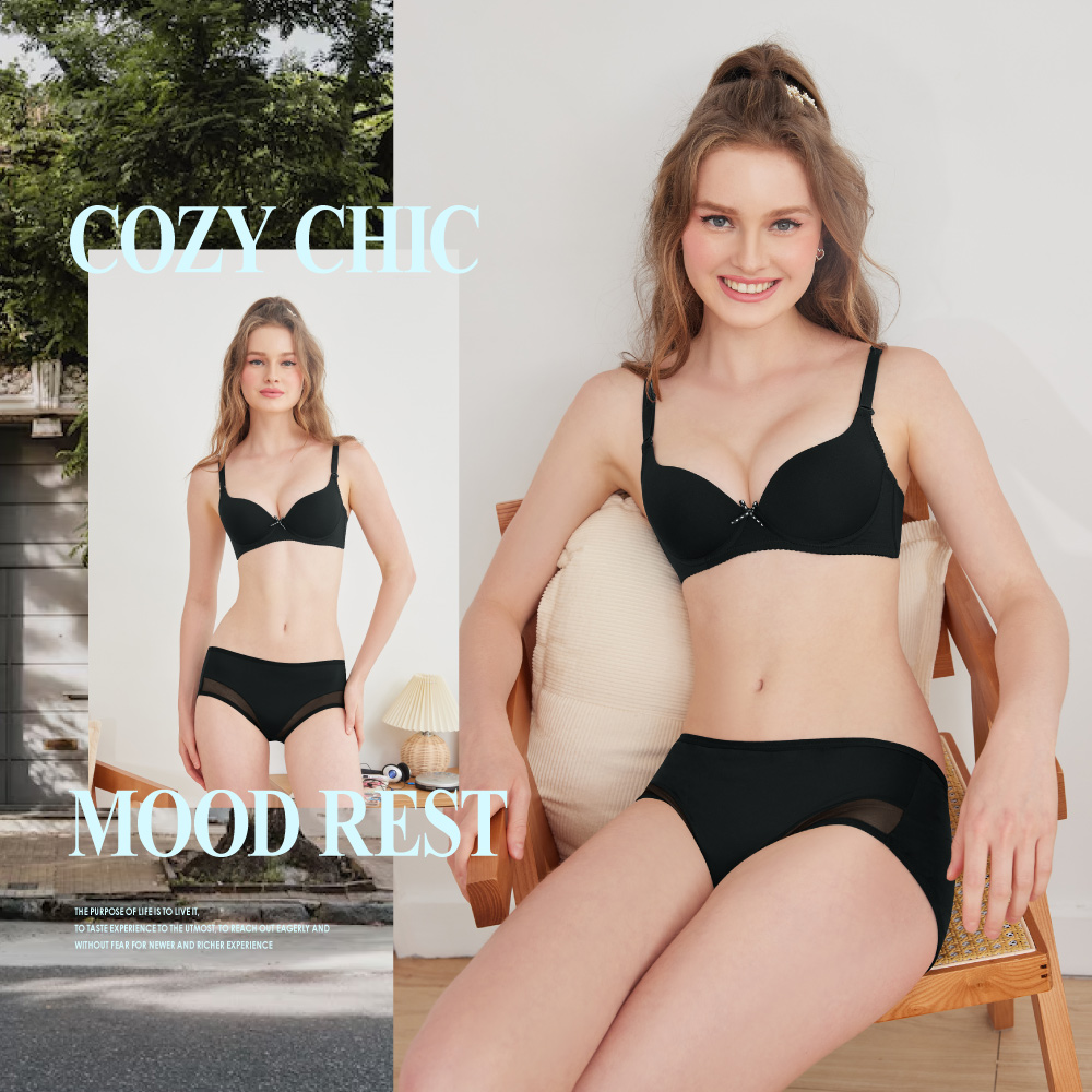 【Clany可蘭霓】 裸感新美學無痕軟鋼圈零著感BCD內衣 星河黑 6903-63, , large