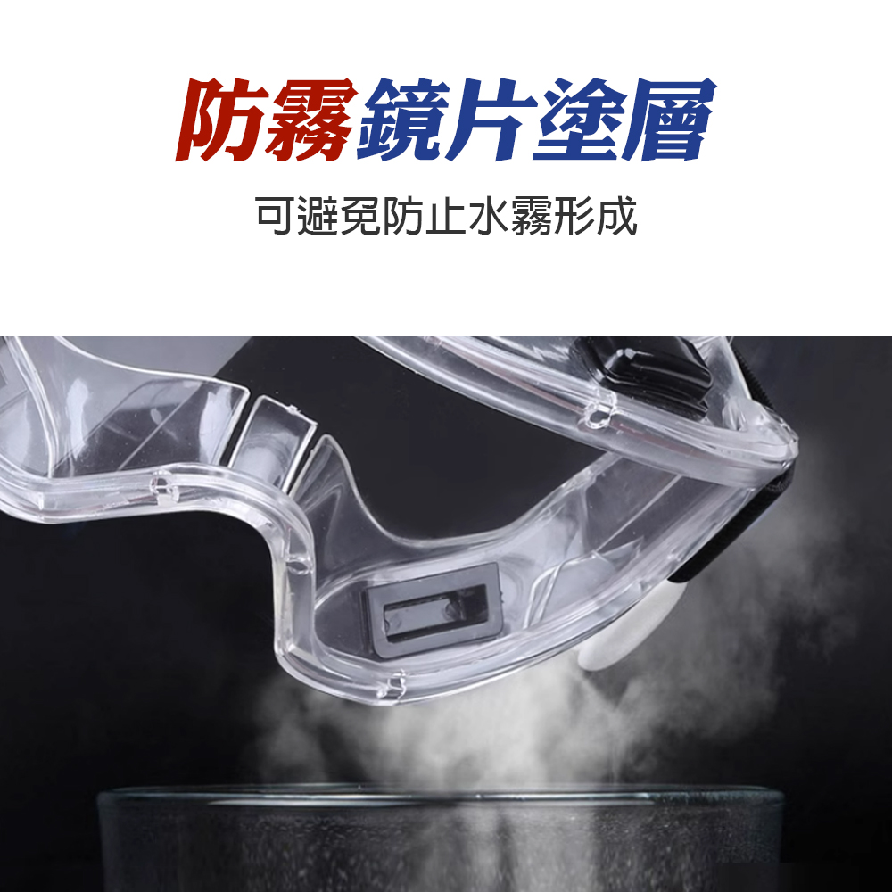 台灣現貨！雙面防霧護目鏡 全密式 化學室 耐衝擊 防護 防塵 純透明 防飛沫 防噴濺 防刮 蛙鏡, , large