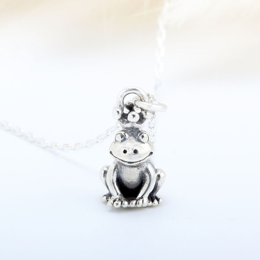 【Angel & Me】Cute Frog Prince s925 sterling silver necklace Birthday gift, , large