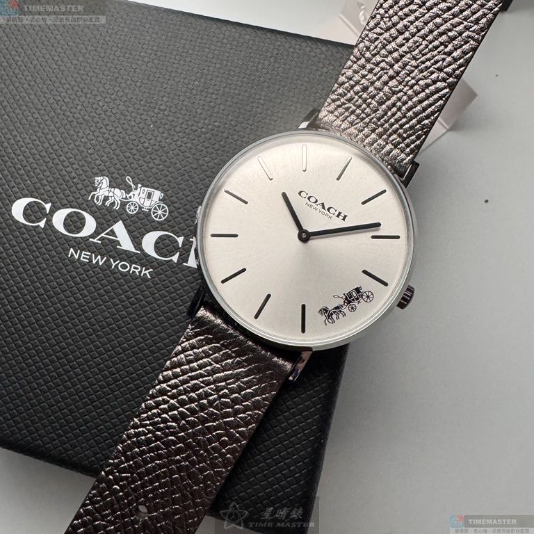 [星晴錶業]COACH手錶,36mm,CH00245白色錶面銀錶殼銀色真皮皮革錶帶款, , large