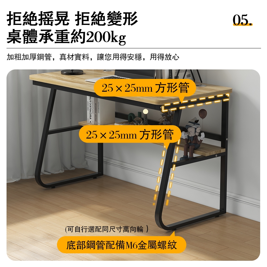 [C&D]極簡風書桌100款-優雅胡桃(黑架), , large