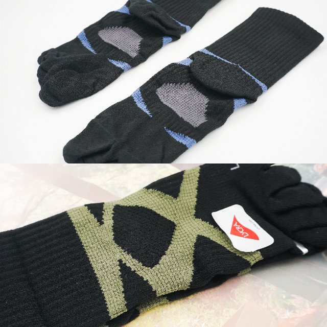 [Kaimei Cotton Industry] 2 pairs set high tube/black green MIT made in Taiwan elastic bandage type toe socks, , large