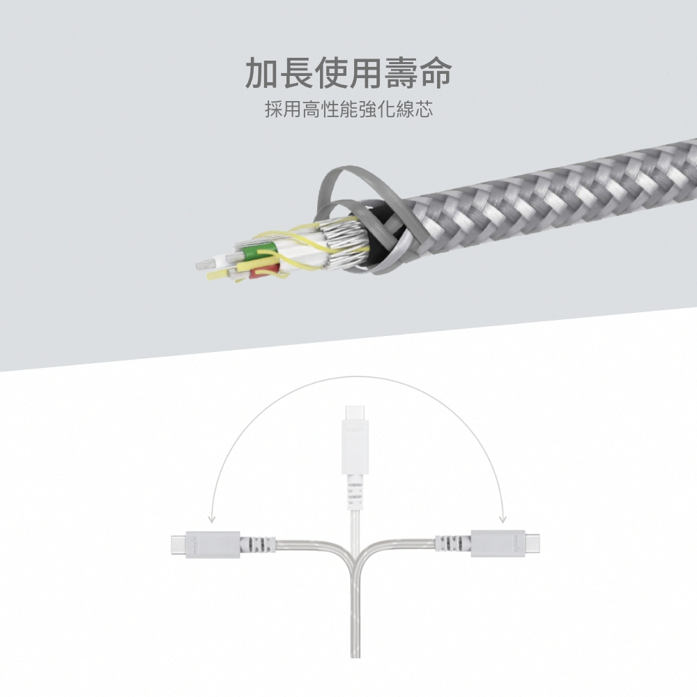 Moshi Integra USB-C to USB-C 240W/480Mbps 充電傳輸編織線 (3m), , large