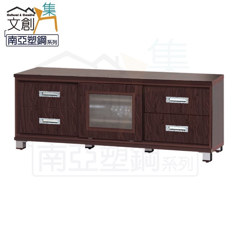 【文創集】瓦多 環保4.7尺南亞塑鋼推門四抽電視櫃/視聽櫃(客約商品), , large